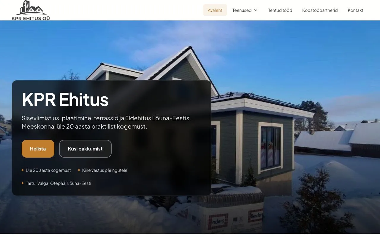KPR Ehitus OÜ veebileht