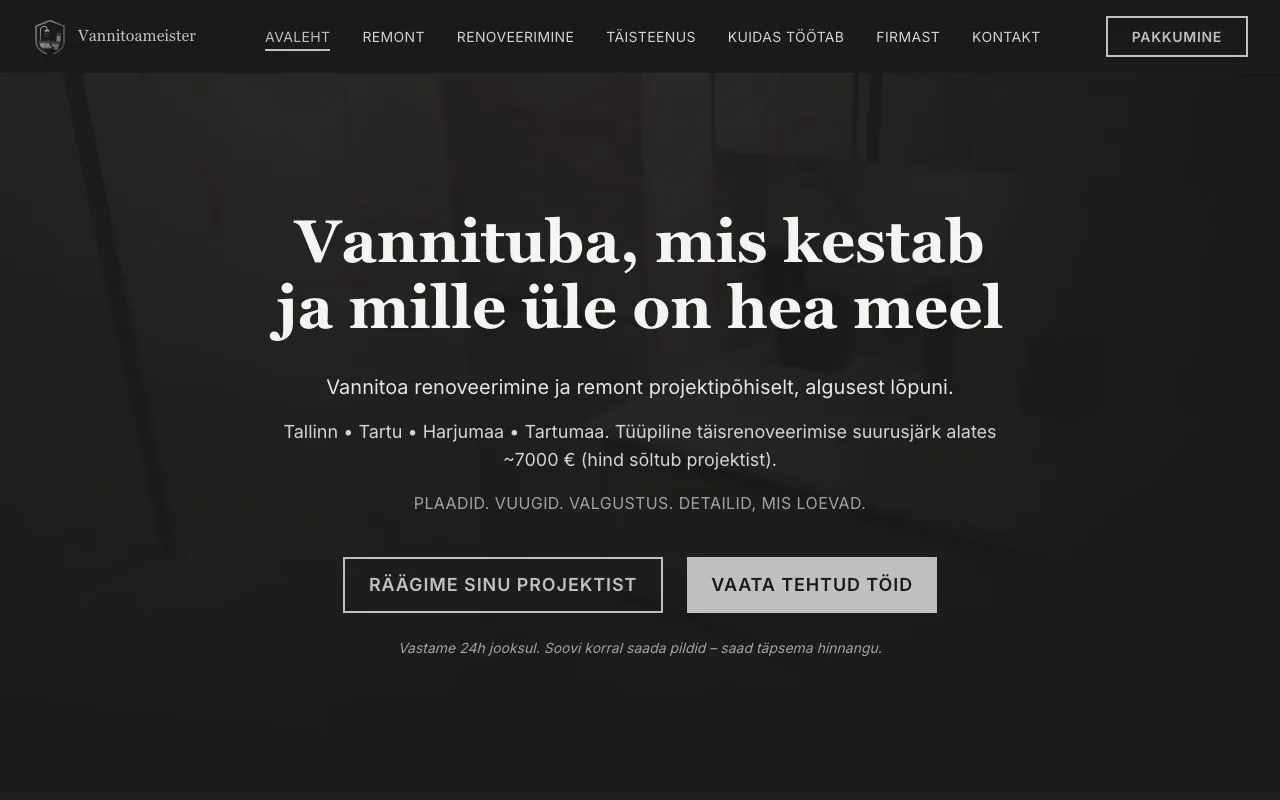 Vannitoameister OÜ veebileht