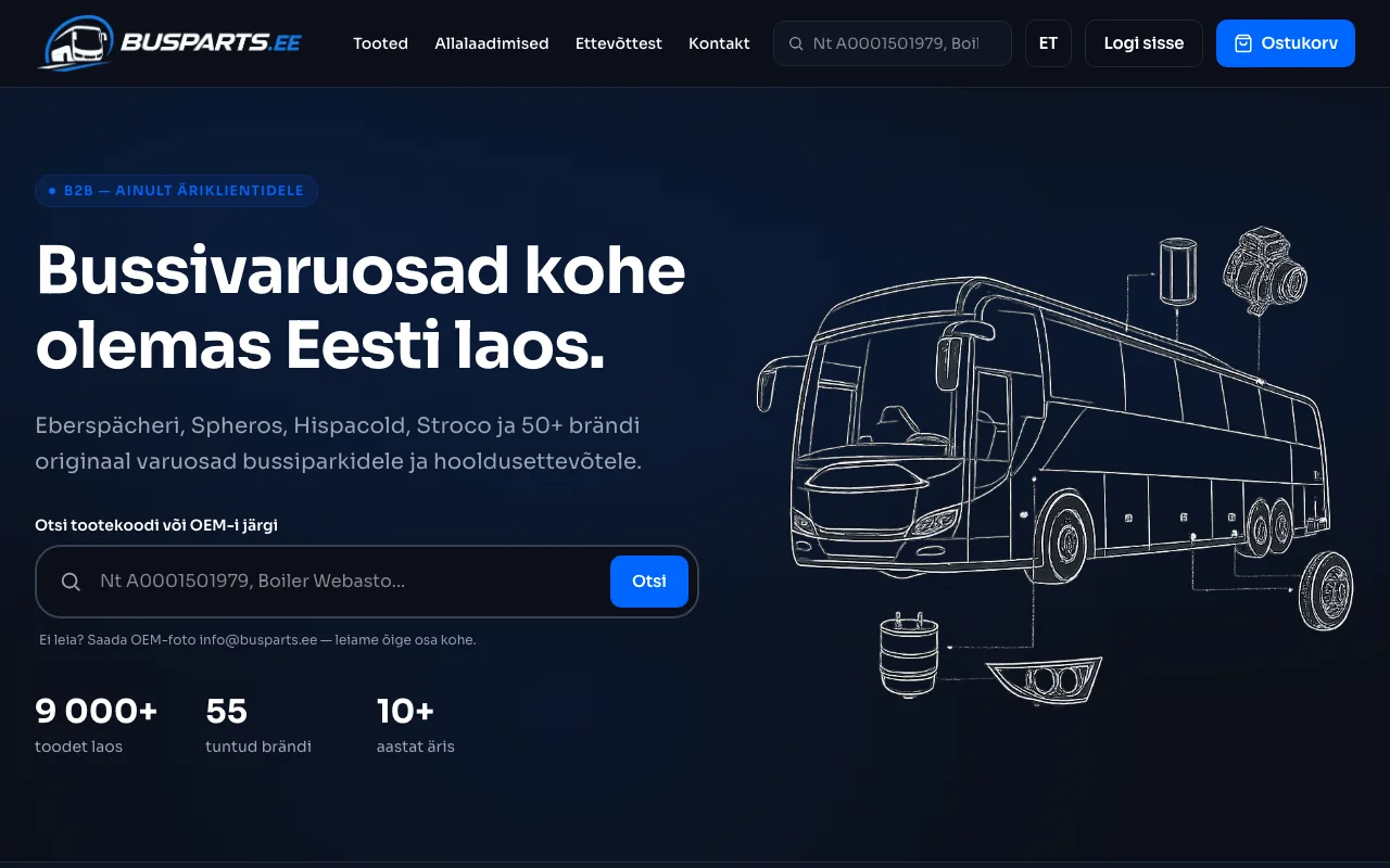 BusParts OÜ veebileht